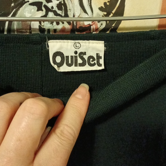 Vintage dark green knit skirt, wool blend - Picture 3 of 7